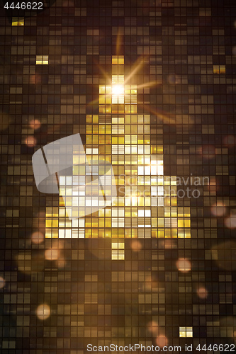 Image of Lights inside skyscraper windows building a Christmas tree