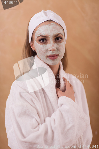 Image of Spa Woman applying Facial Mask