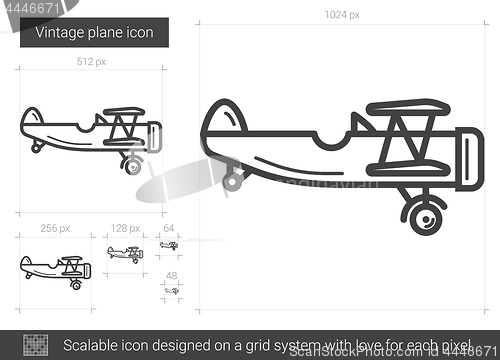 Image of Vintage plane line icon.