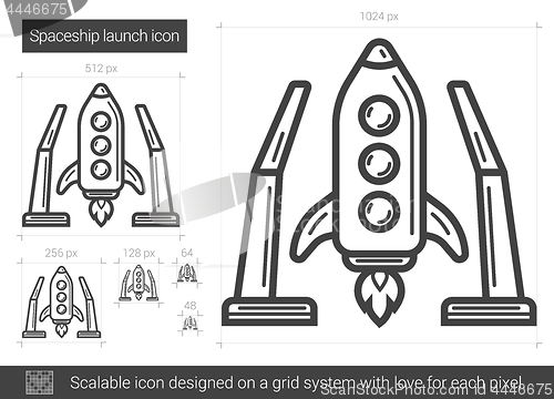 Image of Spaceship launch line icon.