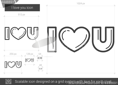 Image of I love you line icon.