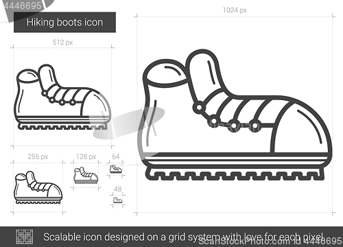 Image of Hiking boots line icon.