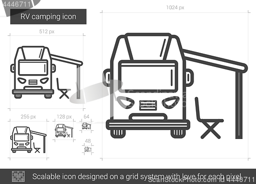 Image of RV camping line icon.