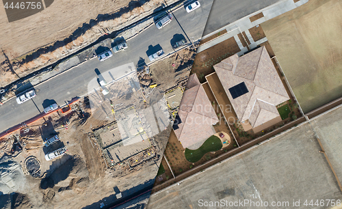 Image of Drone Aerial View Cross Section of Home Construction Site