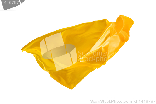 Image of Smooth elegant transparent yellow cloth separated on white background.