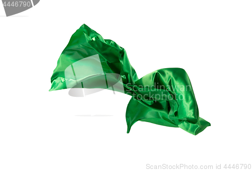 Image of Smooth elegant transparent green cloth separated on white background.