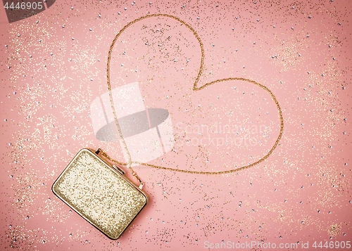 Image of Fashion and glitter decor on pink background