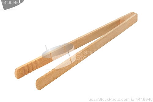 Image of Wooden food tweezers on white