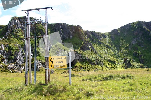 Image of Electric mast and mountain