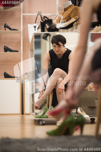 Image of Woman Trying New Shoes