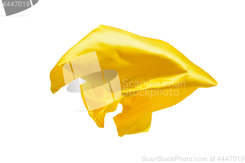 Image of Smooth elegant transparent yellow cloth separated on white background.