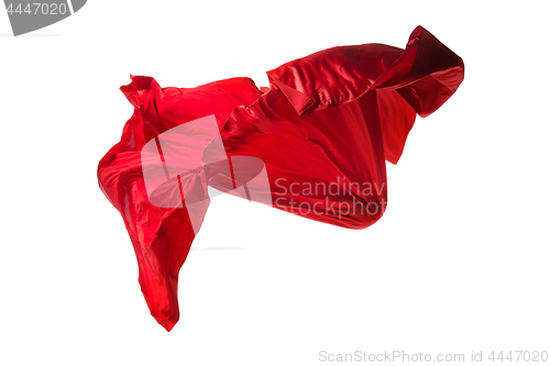 Image of Smooth elegant transparent red cloth separated on white background.