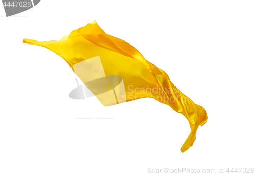 Image of Smooth elegant transparent yellow cloth separated on white background.