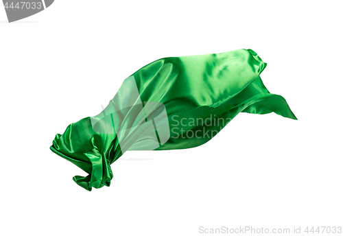 Image of Smooth elegant transparent green cloth separated on white background.