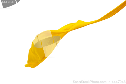 Image of Smooth elegant transparent yellow cloth separated on white background.