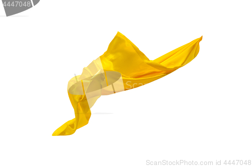 Image of Smooth elegant transparent yellow cloth separated on white background.