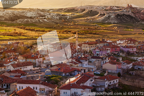 Image of View on turkish village in the evening