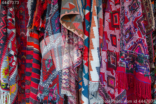 Image of Oriental carpets in street market