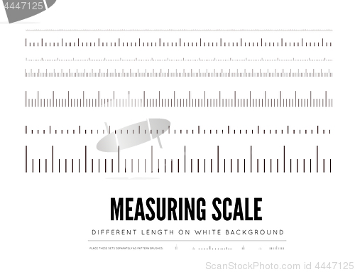 Image of Measuring rulers of different scale, length and shape. Vector elements