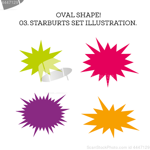 Image of Starburst speech bubble set oval shape. Vector illustration