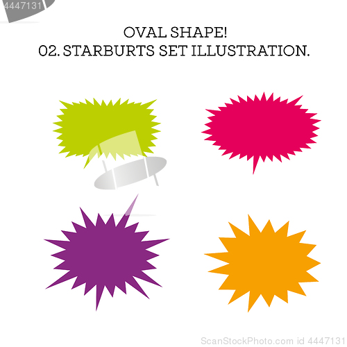 Image of Starburst speech bubble set oval shape. Vector illustration