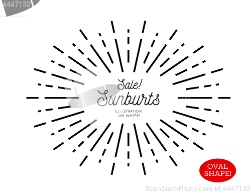 Image of Sunburst design element. Oval shape. Vector illustration on white background