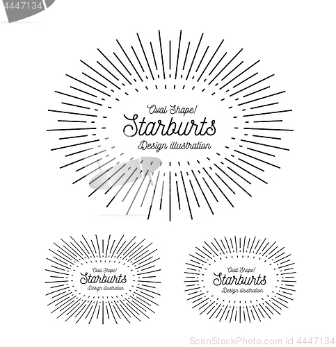 Image of Sunbursts frame set. Oval shape. Vector illustration on white