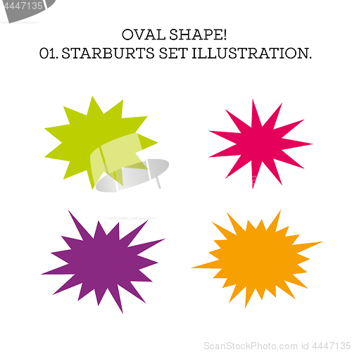 Image of Starburst speech bubble set oval shape. Vector illustration