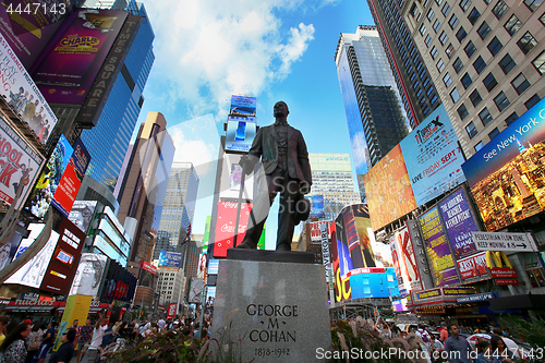 Image of New York, USA – August 24, 2018: Statue of songwriter and perf