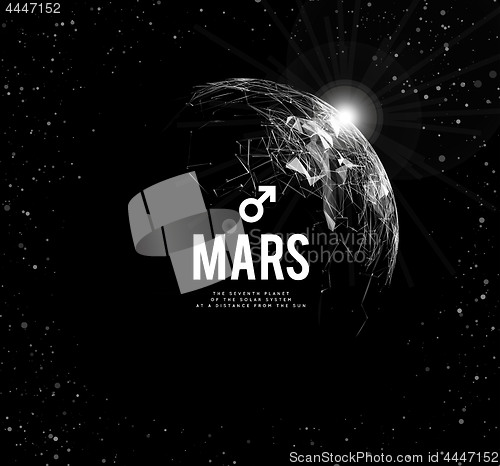 Image of The planet Mars. Vector illustration. Mars in astrology symbolizes vigor, courage, determination.