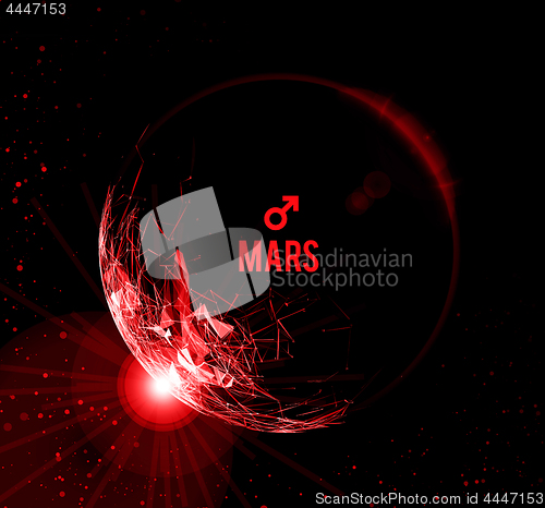 Image of The planet Mars. Vector illustration. Mars in astrology symbolizes vigor, courage, determination.