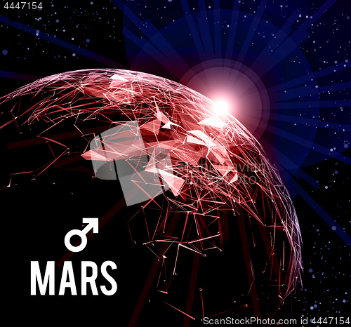 Image of The planet Mars. Vector illustration. Mars in astrology symbolizes vigor, courage, determination.