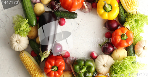 Image of Circle of colorful vegetables mix