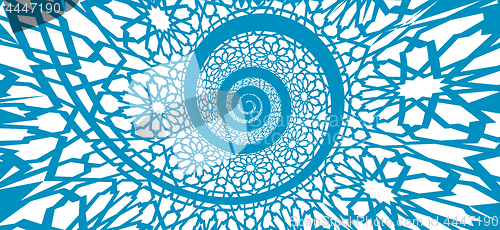 Image of Islamic pattern, swirled in 3d spiral shape