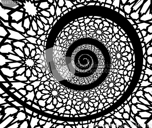 Image of Islamic pattern, swirled in 3d spiral shape