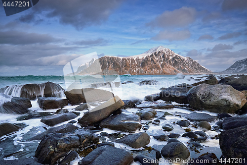 Image of Rocky coast of fjord in Norway