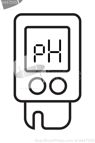 Image of Acidity meter pH. The chemical tester. Icon of thin lines on a white background. Vector