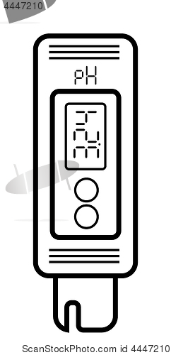 Image of Acidity meter pH. The chemical tester. Icon of thin lines on a white background. Vector