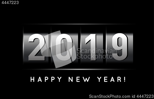 Image of New Year counter 2019 vector illustration on black