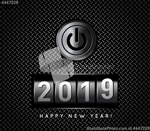 Image of New Year counter 2019 with power button vector illustration