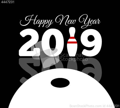 Image of Congratulations to the happy new 2017 year with a bowling and ball