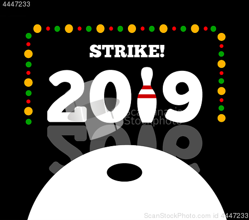 Image of Congratulations to the happy new 2017 year with a bowling and ball