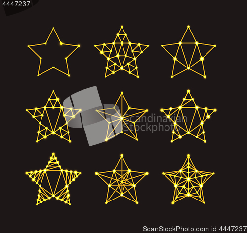 Image of Golden geometric stars in the art deco style, varying degrees of