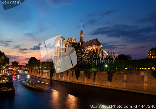 Image of Notre Dame in evening