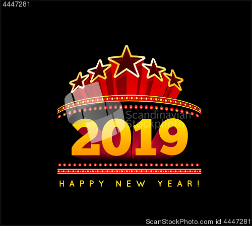 Image of New Year marquee 2019 vector illustration on black