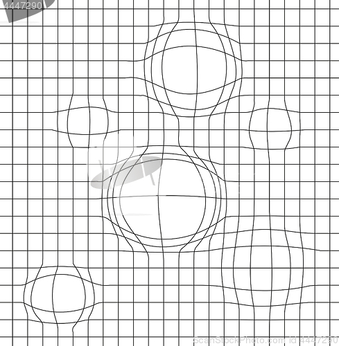 Image of Geometric background with a grid and a distortion in the form of