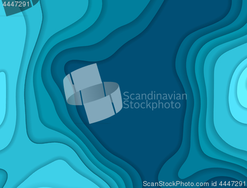 Image of Vector paper cut background. Abstract origami wave design