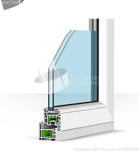 Image of 3d plastic window profile. Vector illustration on white