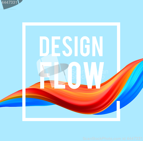 Image of Colorful flow design. Trending wave liquid vector illustration on blue