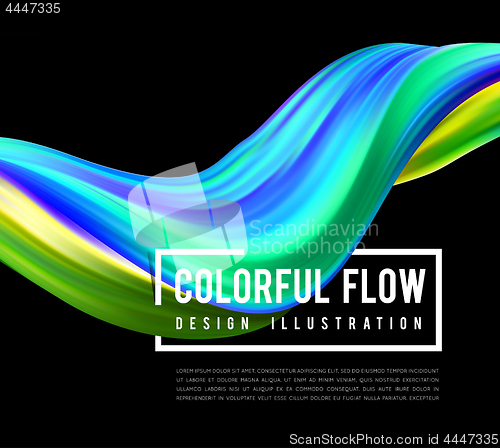 Image of Colorful flow design. Trending wave liquid vector illustration on black